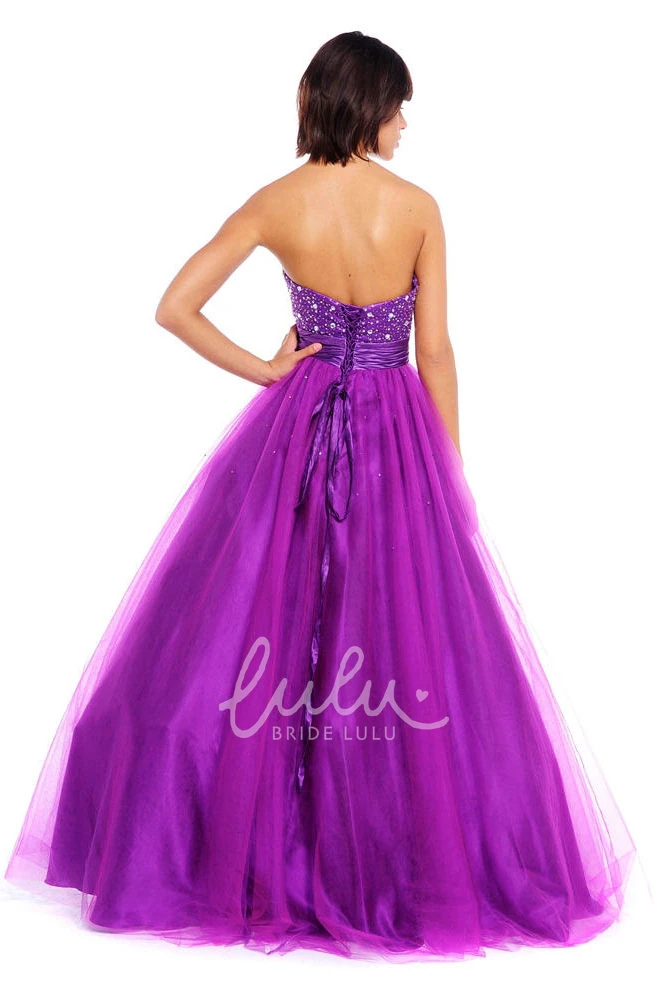 Beaded Sweetheart Tulle Prom Dress Sleeveless Ball Gown Floor-Length