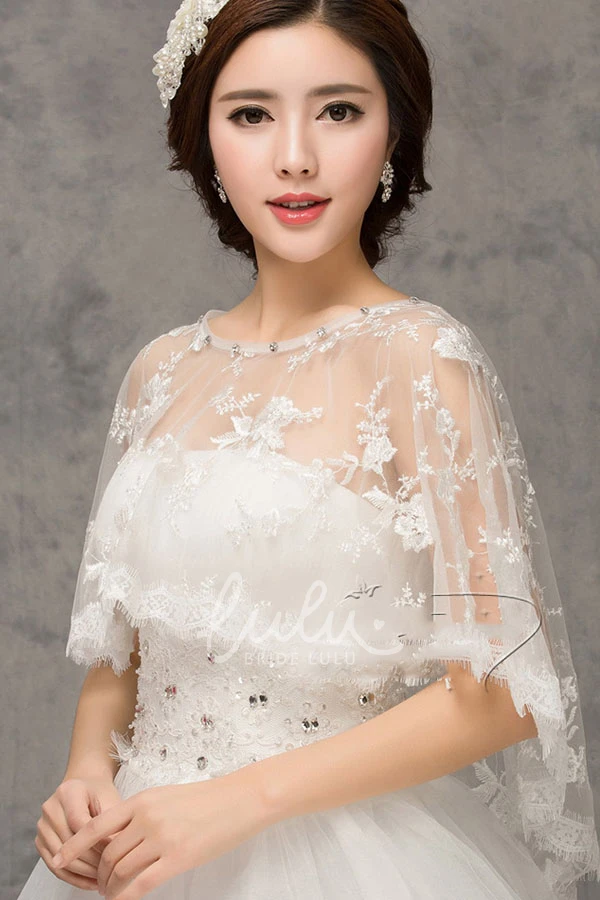 Lace Cape Shawl Wedding Dress New Red and White Design