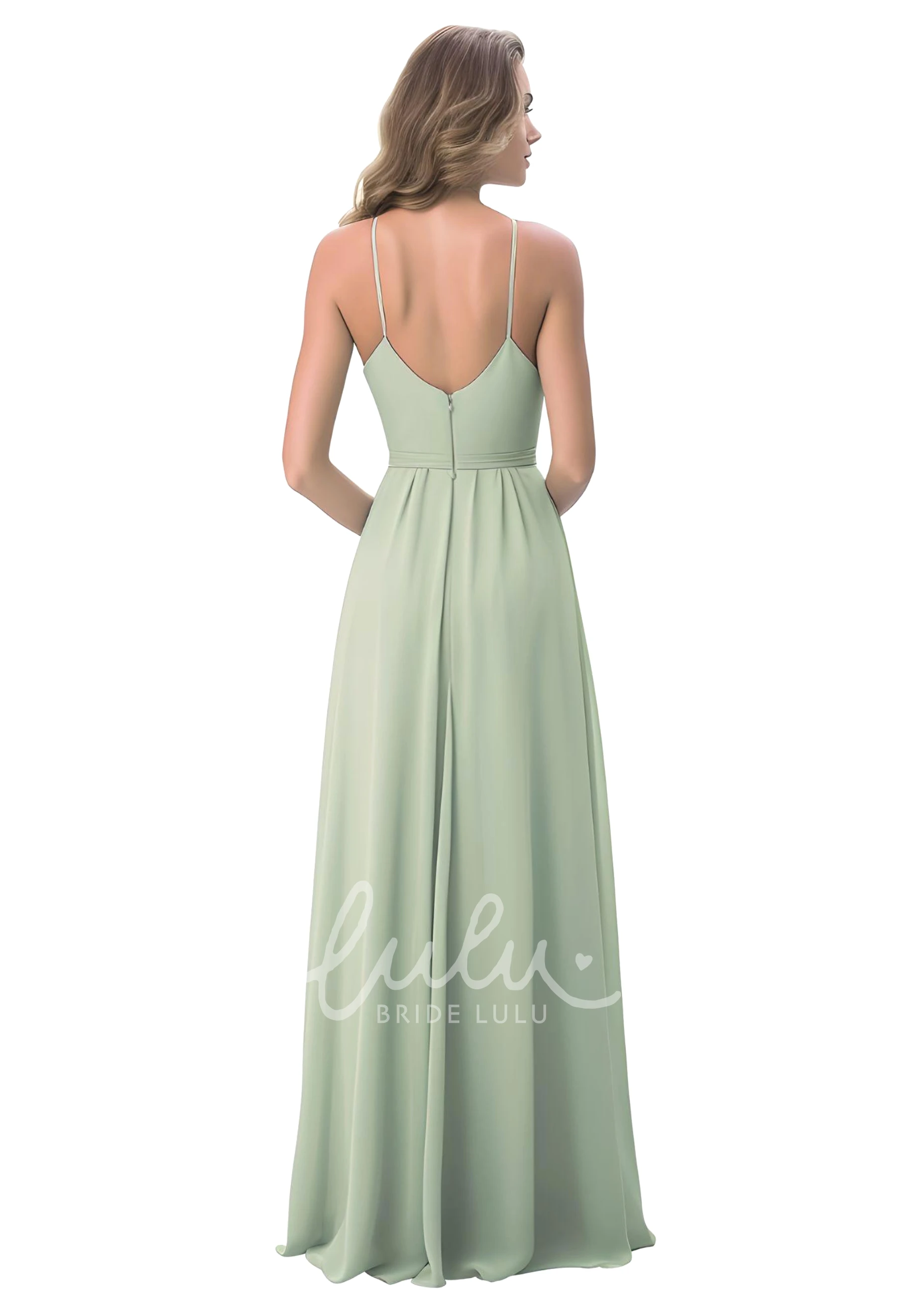 A-Line Chiffon V-neck Bridesmaid Dress with Split Front Modern & Chic