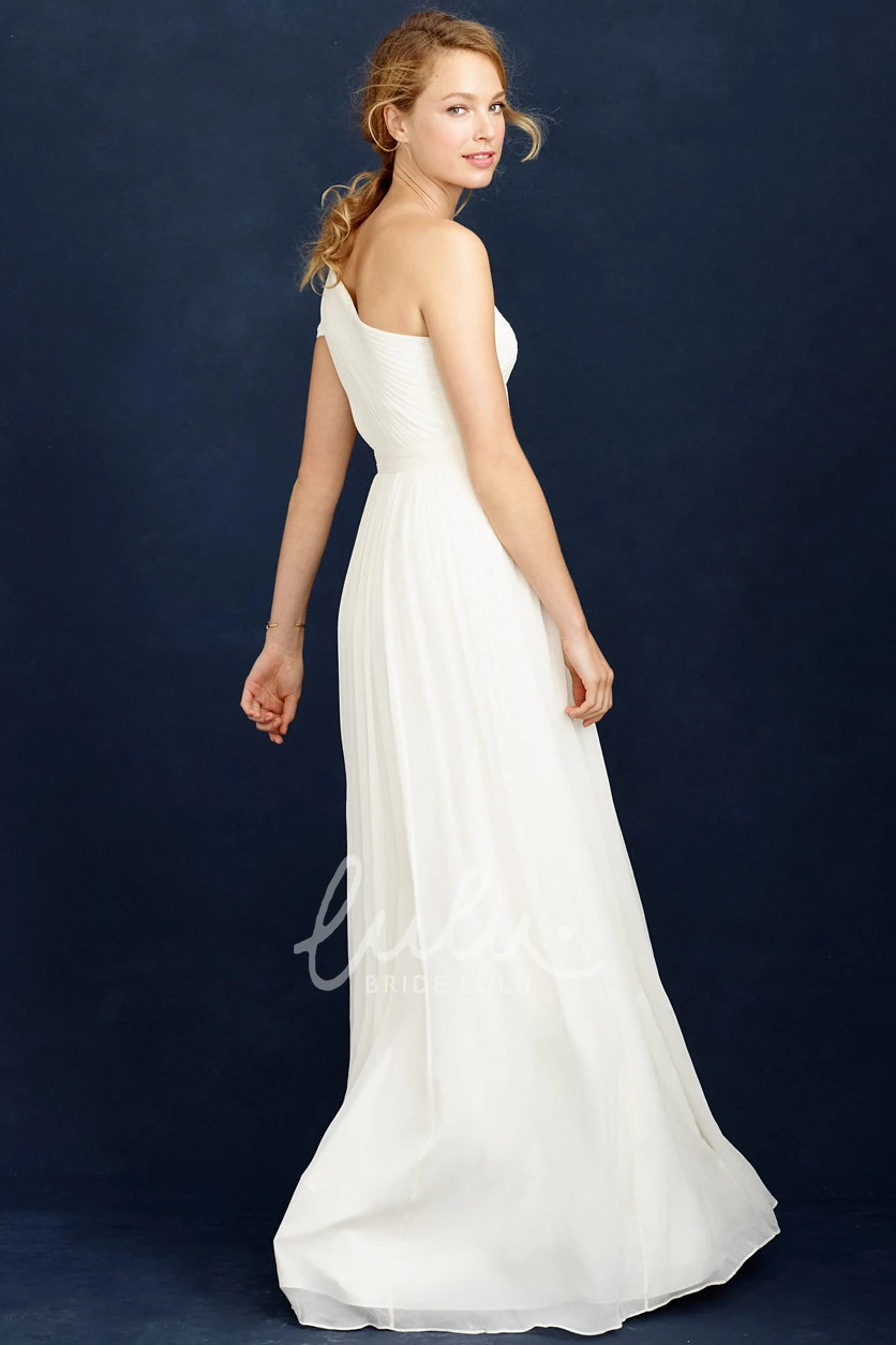 Chiffon One-Shoulder Ruched Wedding Dress Elegant & Flowy