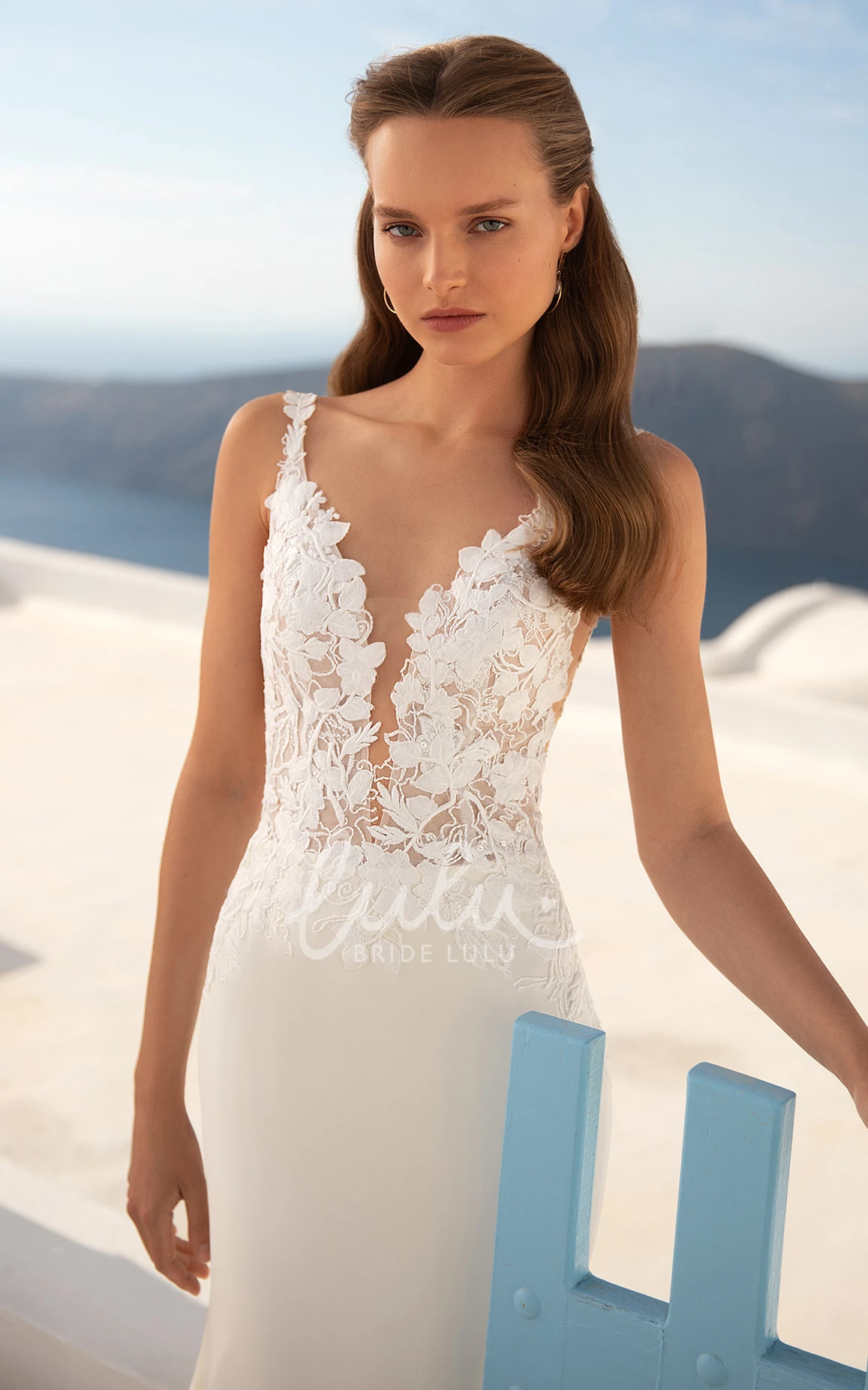 Elegant Floral Mermaid Boho Lace Satin Wedding Dress Elopement Beach Spaghetti Strap Appliques Long Train Bridal Gown