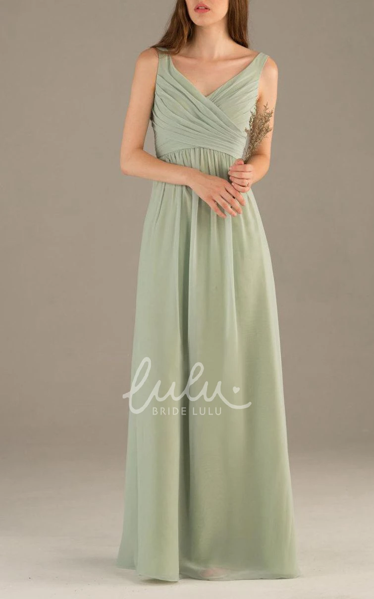 Simple Dusty Green Bridesmaid Dress