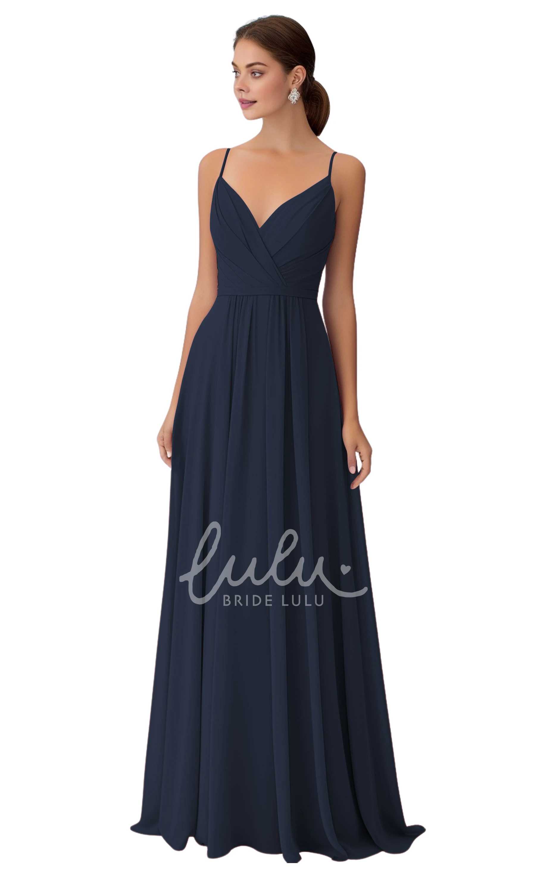 V-neck A-Line Chiffon Bridesmaid Dress Bohemian and Unique