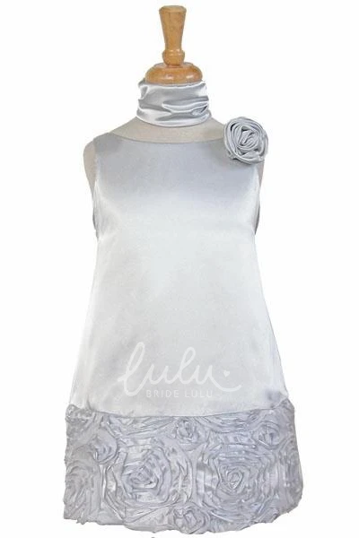 Cape Lace&Charmeuse Flower Girl Dress Knee-Length Embroidered