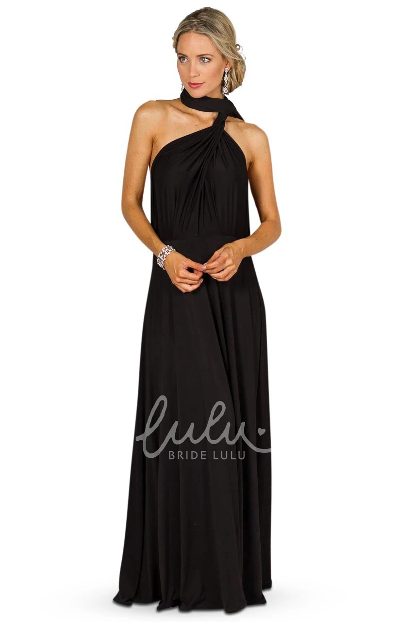 Ruched Sheath Convertible Bridesmaid Dress Long Chiffon