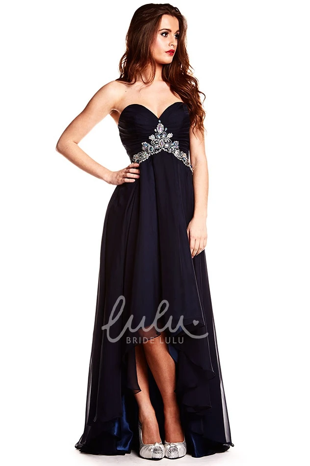 Sweetheart Sequined High-Low Prom Dress with Sleeveless Charm