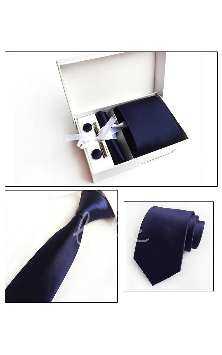 Satin Wide Tie and Pocket Square Combo Plus Cufflinks and Tie Clip Set-11 Color Options