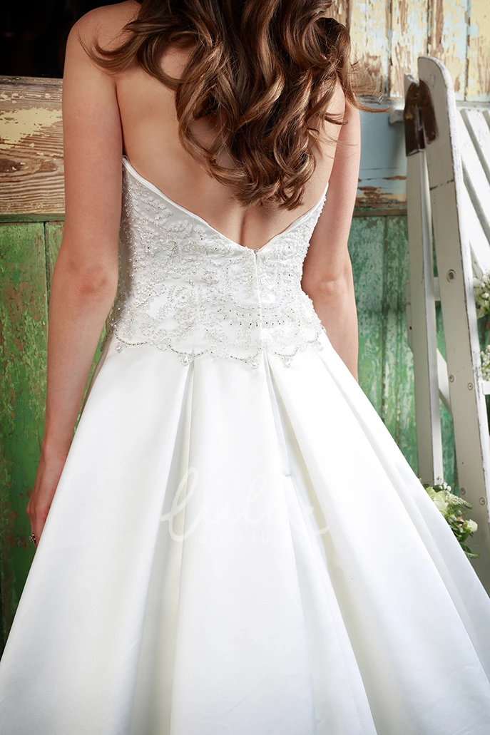 Satin Sweetheart Sheath Wedding Dress with Beading Classy Bridal Gown