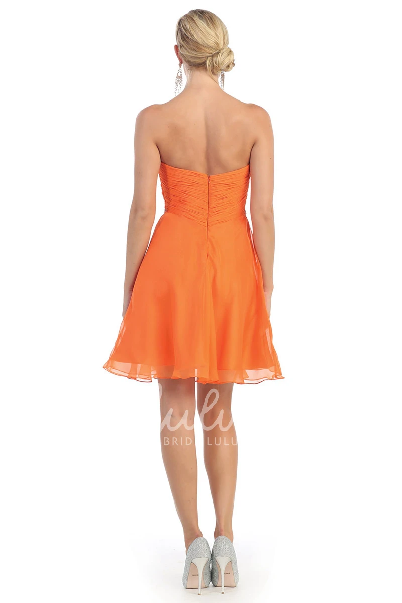 Short A-Line Chiffon Bridesmaid Dress with Sweetheart Neckline and Beaded Details