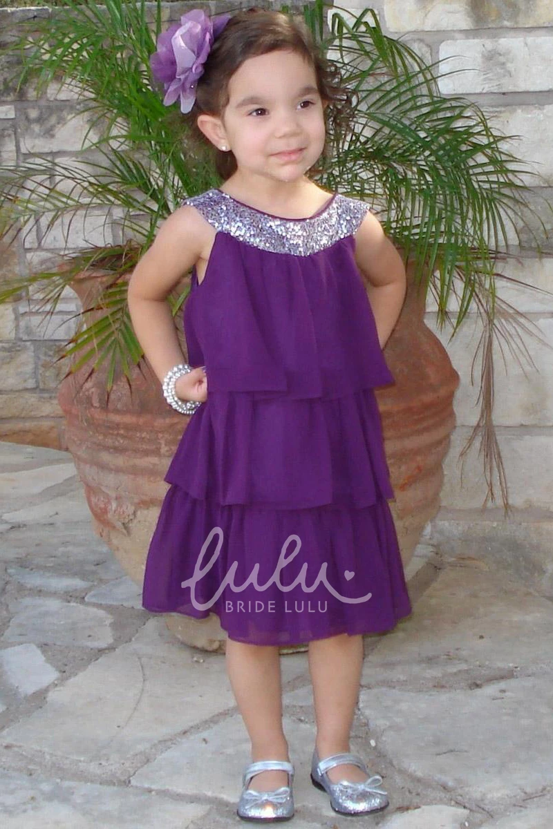 Chiffon & Sequins Embroidered Flower Girl Dress Elegant Dress for Weddings