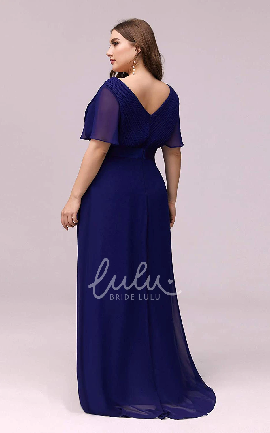 Chiffon V-Neck A-Line Mother Dress with Criss Cross Casual & Elegant