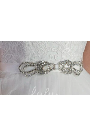 Lace Top Beaded A-Line Tulle Wedding Dress with Scalloped High Neck