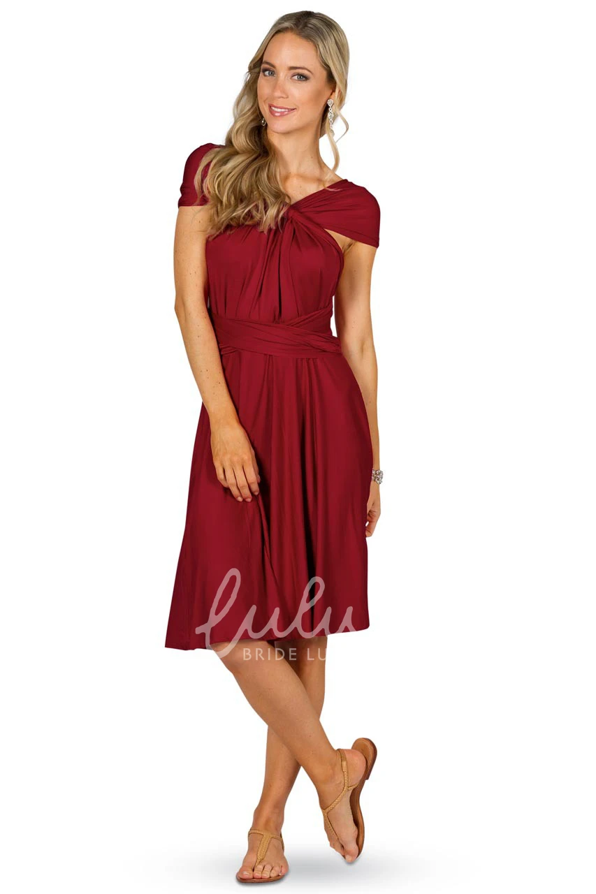 Knee-Length Sleeveless Chiffon Bridesmaid Dress with Criss-Cross Straps Unique Bridesmaid Dress