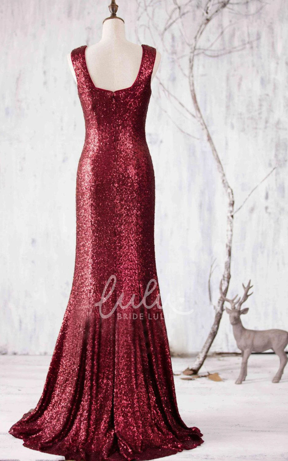 Wine Sequin Bridesmaid Dress for Women 2025