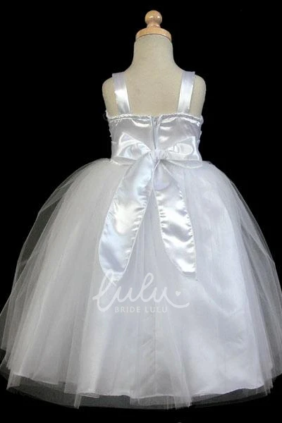 Embroidered Split-Front Satin Flower Girl Dress Tea-Length Unique