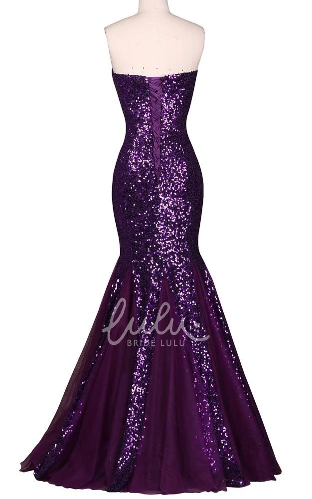 Sleeveless Sequin Dress Sweetheart Lace-Up Back Prom Dress