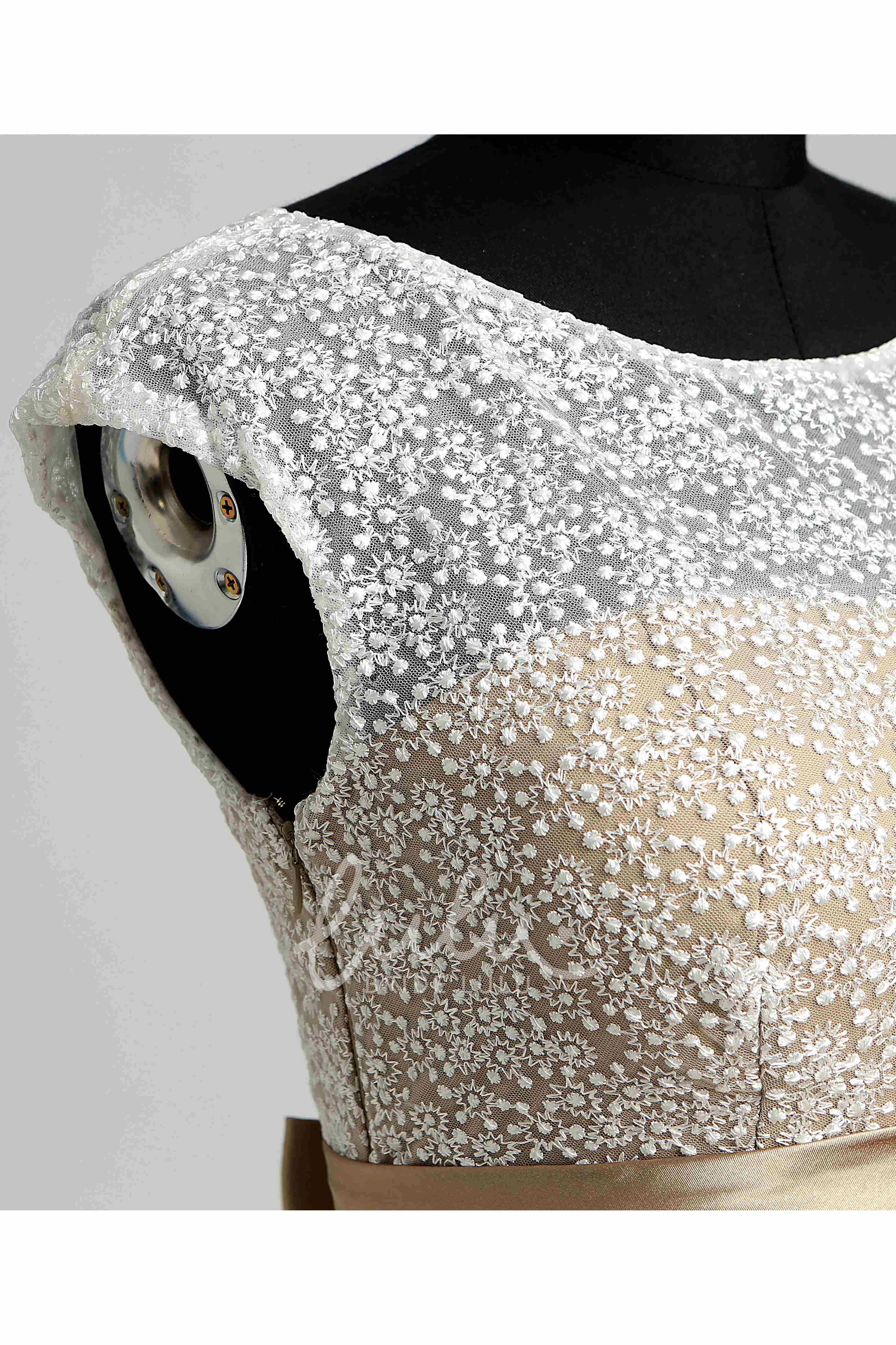 Maternity Lace A-line Dress with Cap Sleeves and Bateau Neckline