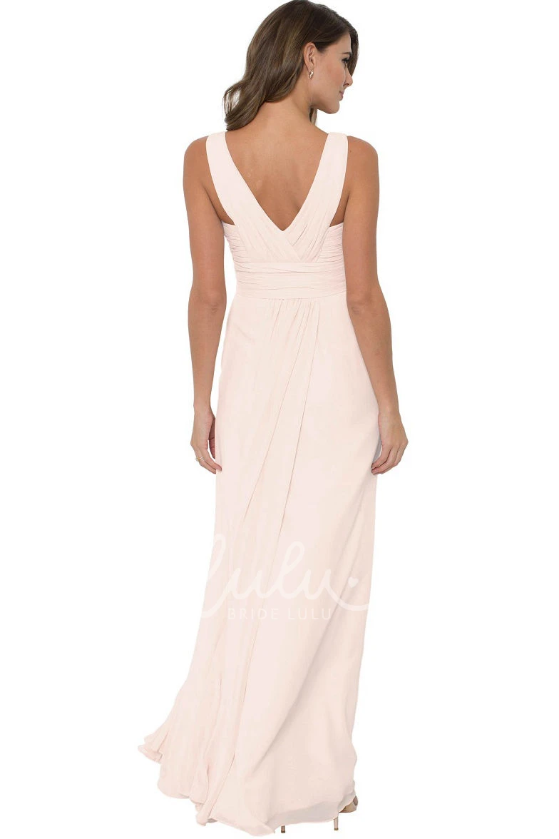 Chiffon Bridesmaid Dress with Ruched V-Neck & Straps Multi-Color Convertible