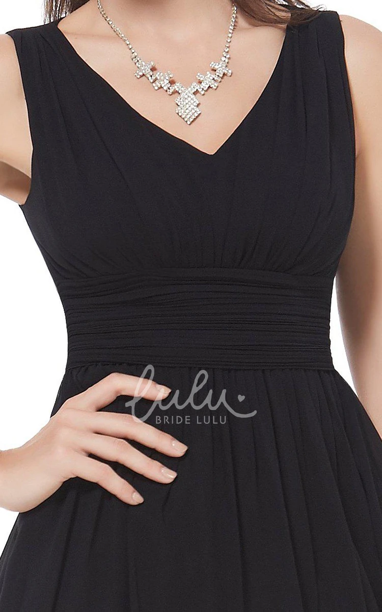 Ruched V-neck Short Chiffon Dress for Bridesmaids
