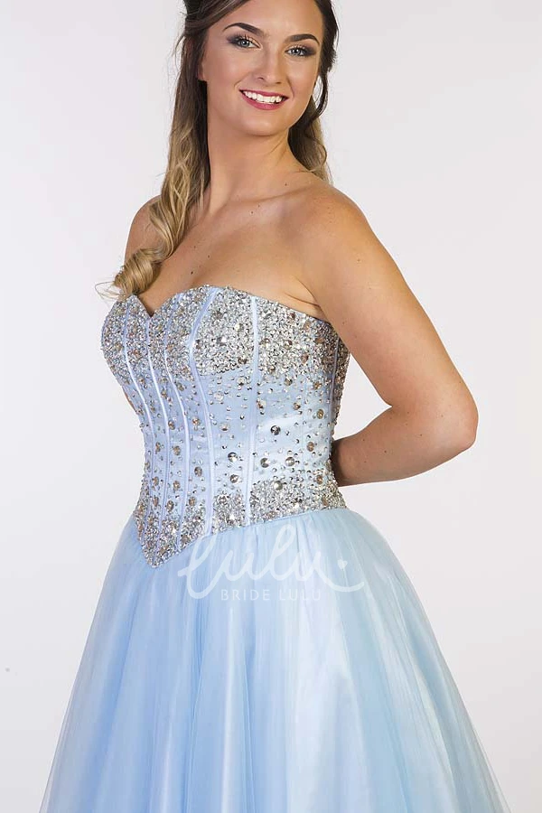 Sleeveless Beaded A-Line Tulle Prom Dress Maxi Length