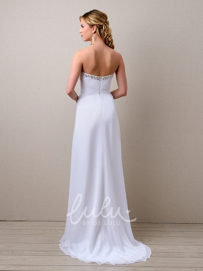 Chiffon Wedding Dress with Sleek Top and Beaded Waist