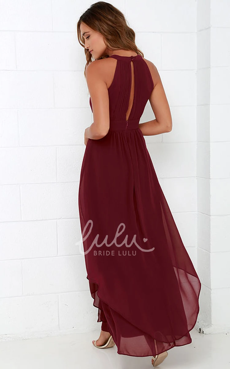 Empire Halter Sleeveless Bridesmaid Dress with Brilliant Beading