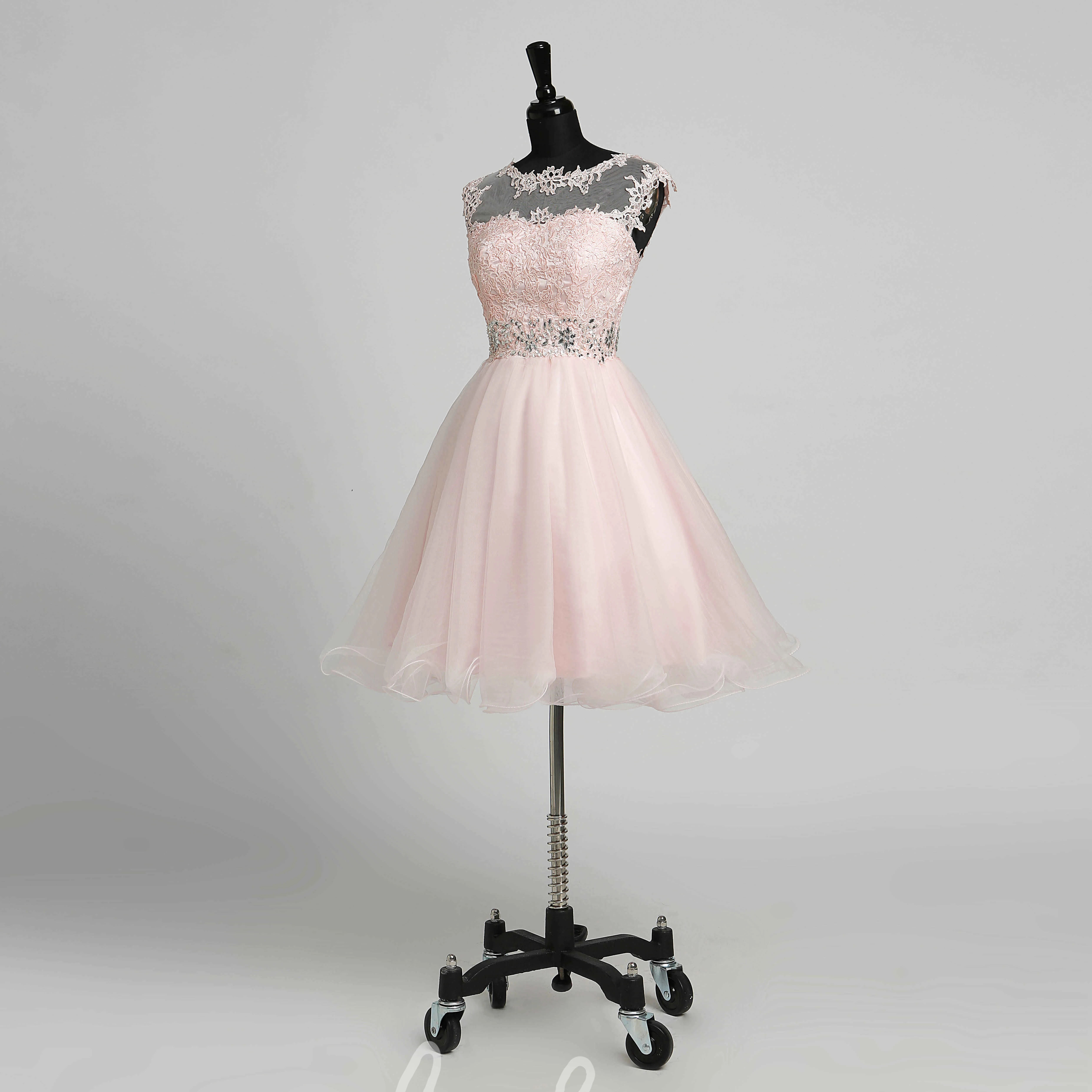 Adorable Lace A-Line Sleeveless Bridesmaid Dress with Illusion and Sequins