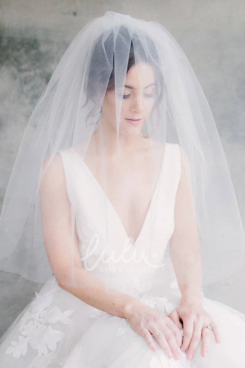Fluffy Tulle Wedding Veil with Cute Charm