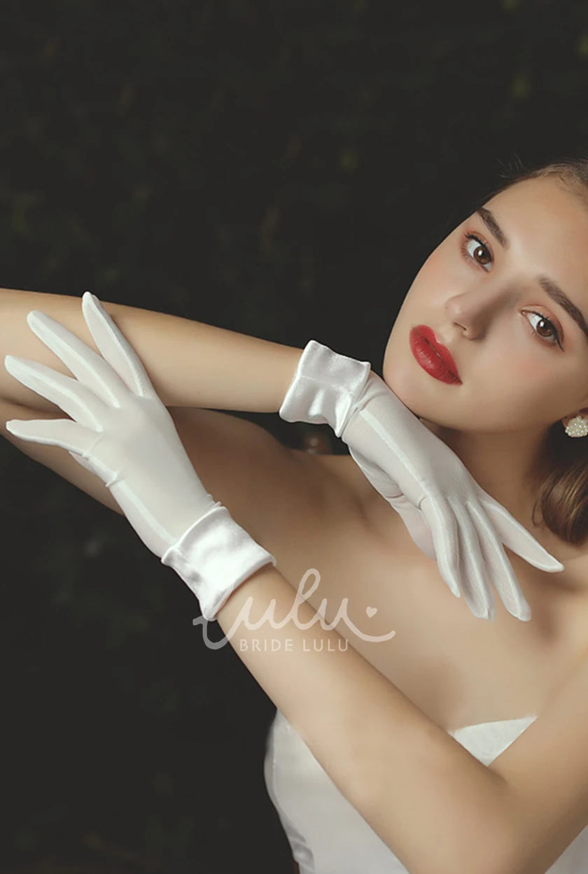 Simple Satin Bridal Wedding Gloves