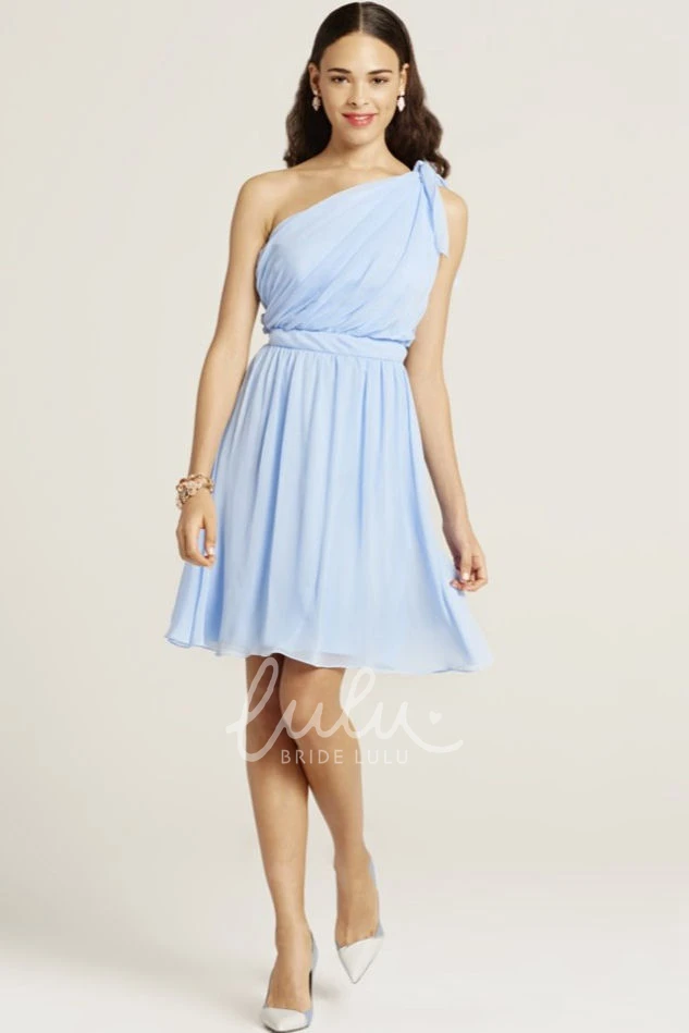 Sleeveless Ruched One-Shoulder Chiffon Bridesmaid Dress Elegant One-Shoulder Ruched Chiffon Bridesmaid Dress