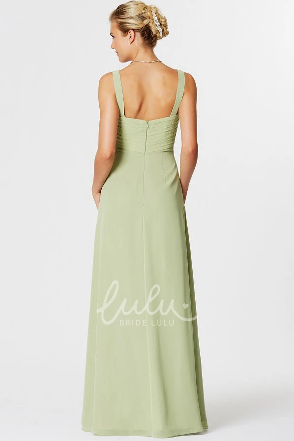 Sleeveless Chiffon Bridesmaid Dress with Side-Draped Straps and Beaded Details