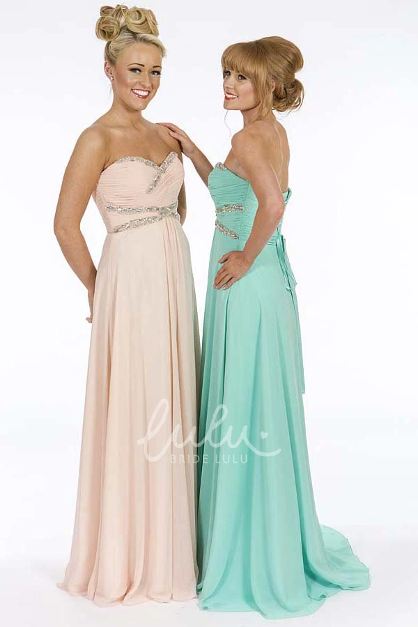 Ruched Sweetheart Chiffon Prom Dress A-Line Long Sleeveless