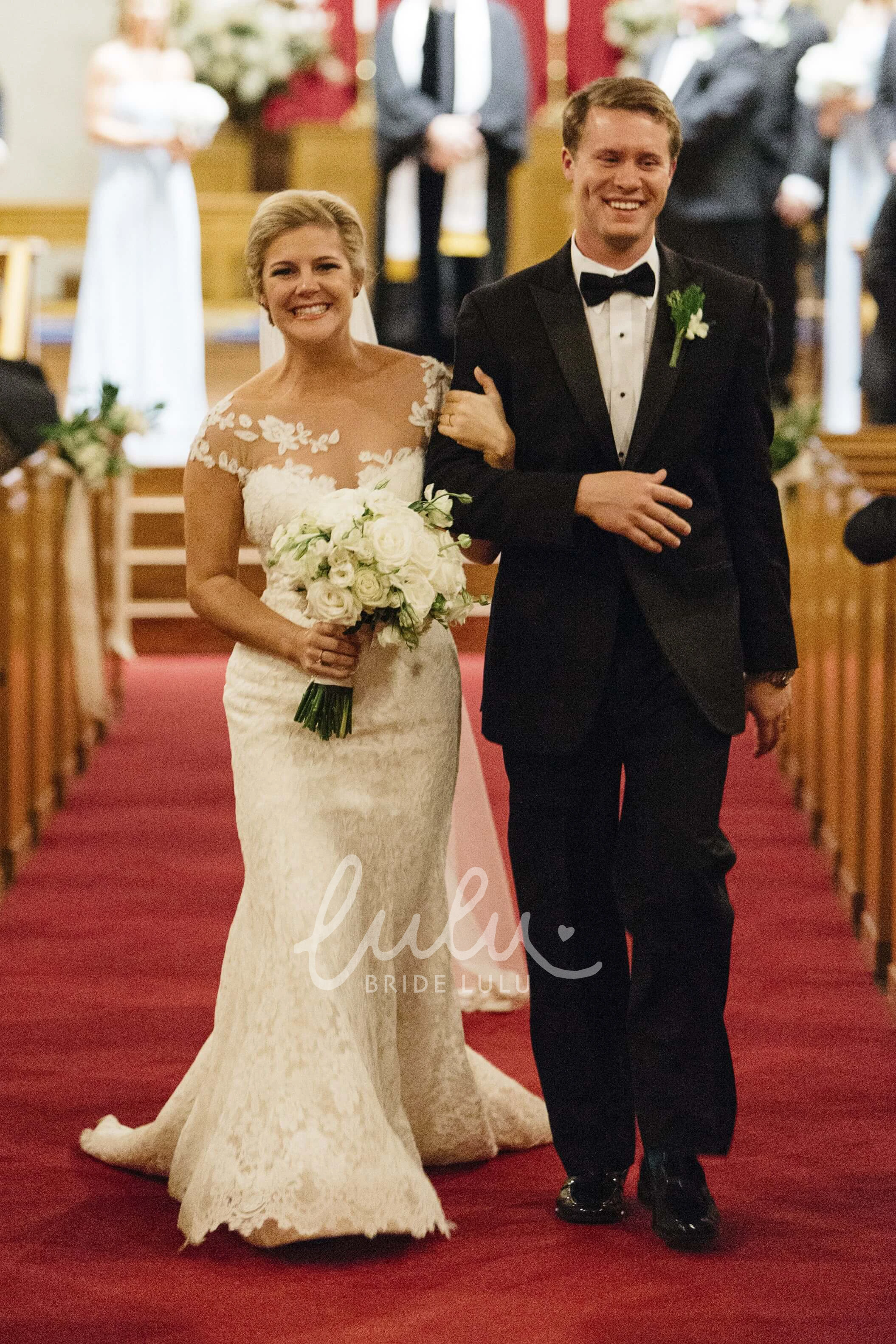 Mermaid Bateau Gown with Empire Waist and Lace Cap Sleeves Floral Appliques Unique Wedding Dress