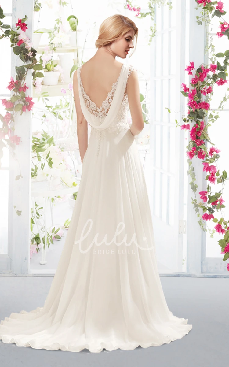 Lace Bodice A-Line Satin Country Wedding Dress Flowy & Rustic