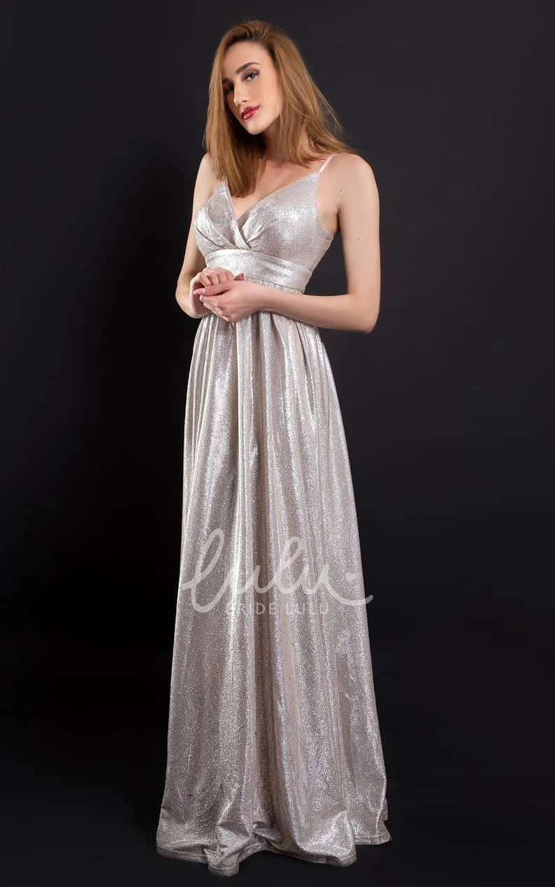 Spaghetti Sequin Open Back Evening Dress Sexy A-line Dress