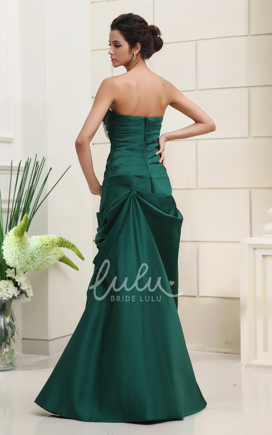 Strapless Satin Ruched Formal Dress with Pick-Up Ruffles Elegant Formal Dress