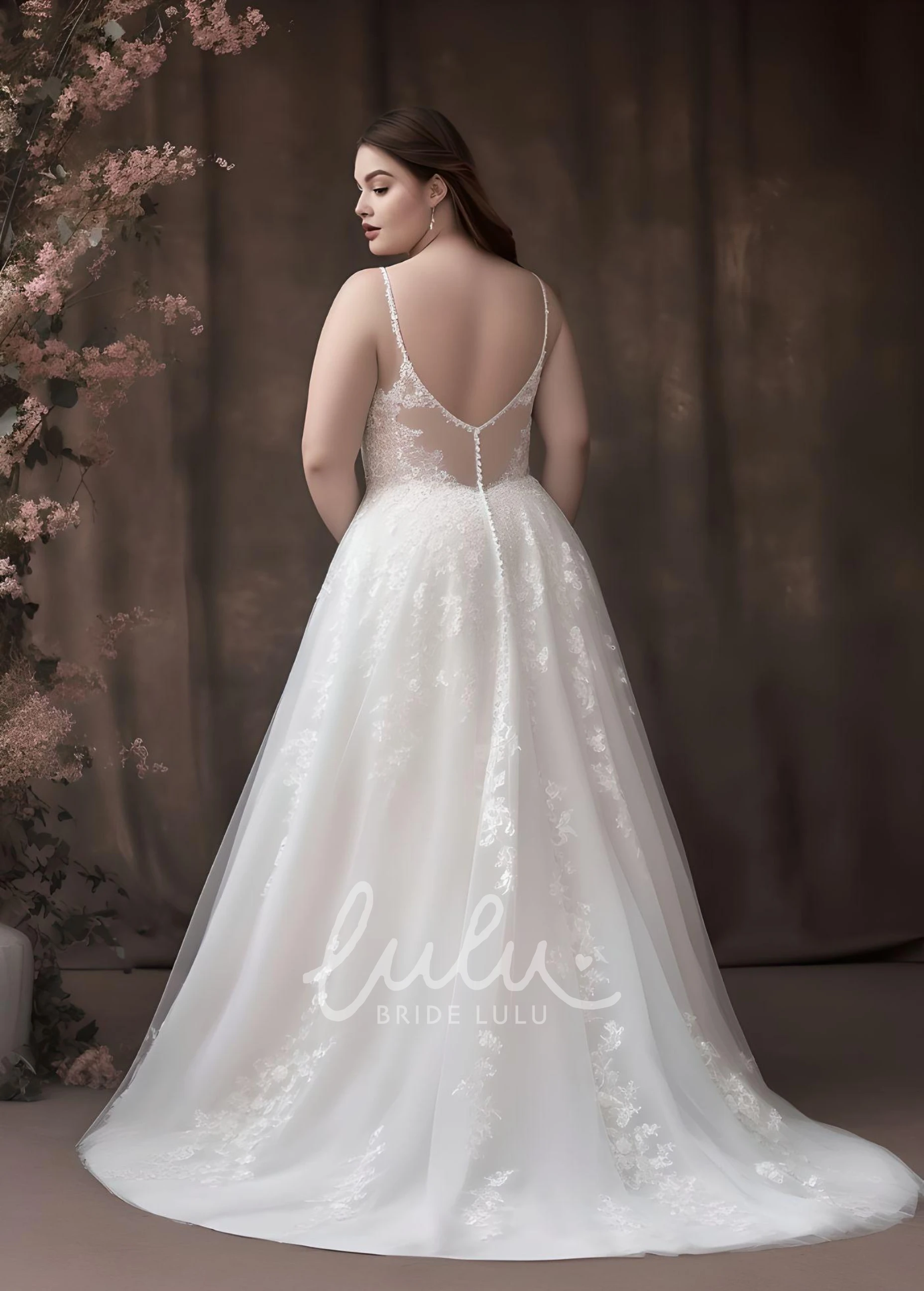 Plus Size A-Line Tulle Wedding Dress Elegant Country Garden Boho