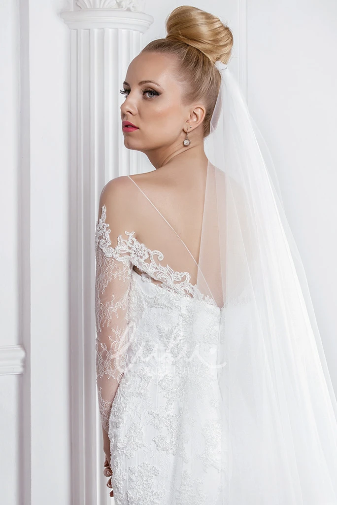 Mermaid Lace Wedding Dress with Bateau Neckline and Long Sleeves Unique Bridal Gown