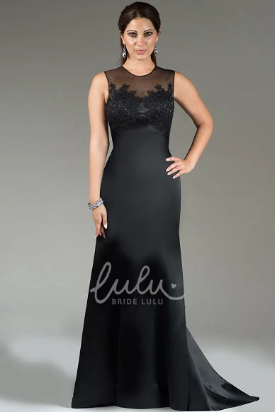 Sleeveless Satin Long Mother Of The Bride Dress With Applique Modern Formal Dress
