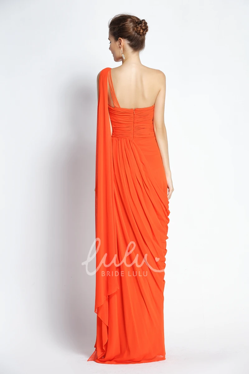 A-Line Chiffon Prom Dress Floor-length One-shoulder + Draping + Unique