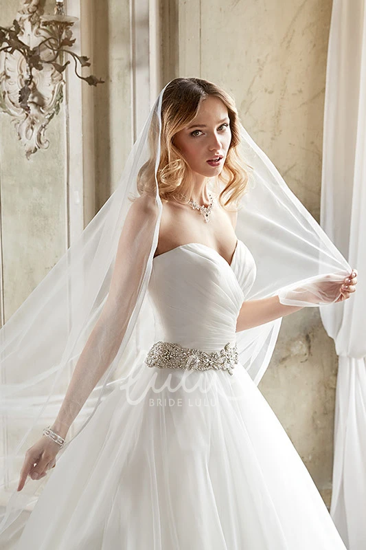 Sweetheart Tulle Ball Gown Wedding Dress with Jeweled Criss Cross