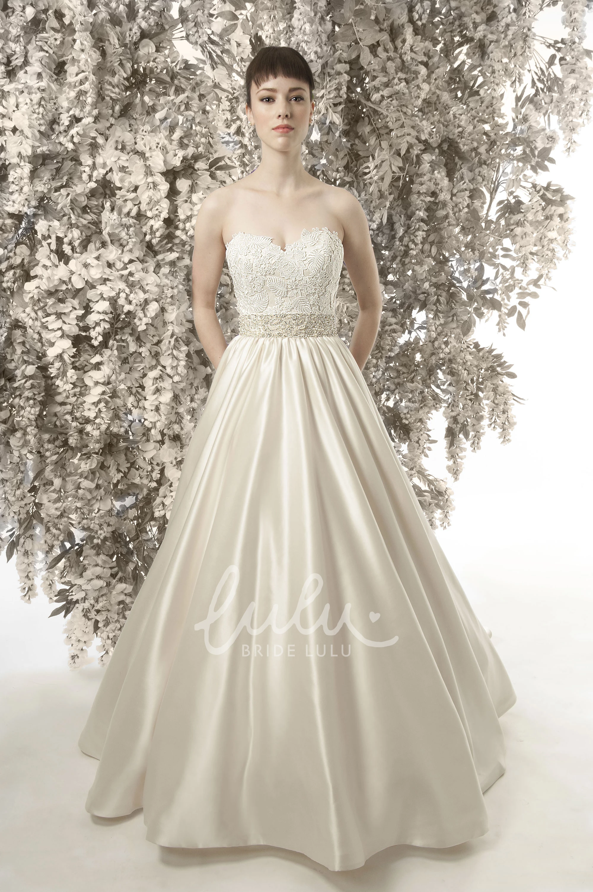 Appliqued Sweetheart Satin A-Line Wedding Dress Sleeveless