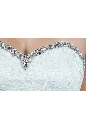 Mermaid Wedding Dress with Sweetheart Neckline Tulle and Crystal Lace Top