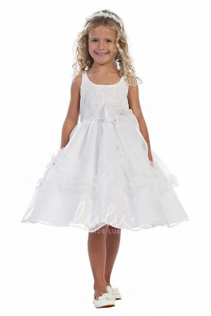Organza Flower Girl Dress with Beads and Sash Split-Front