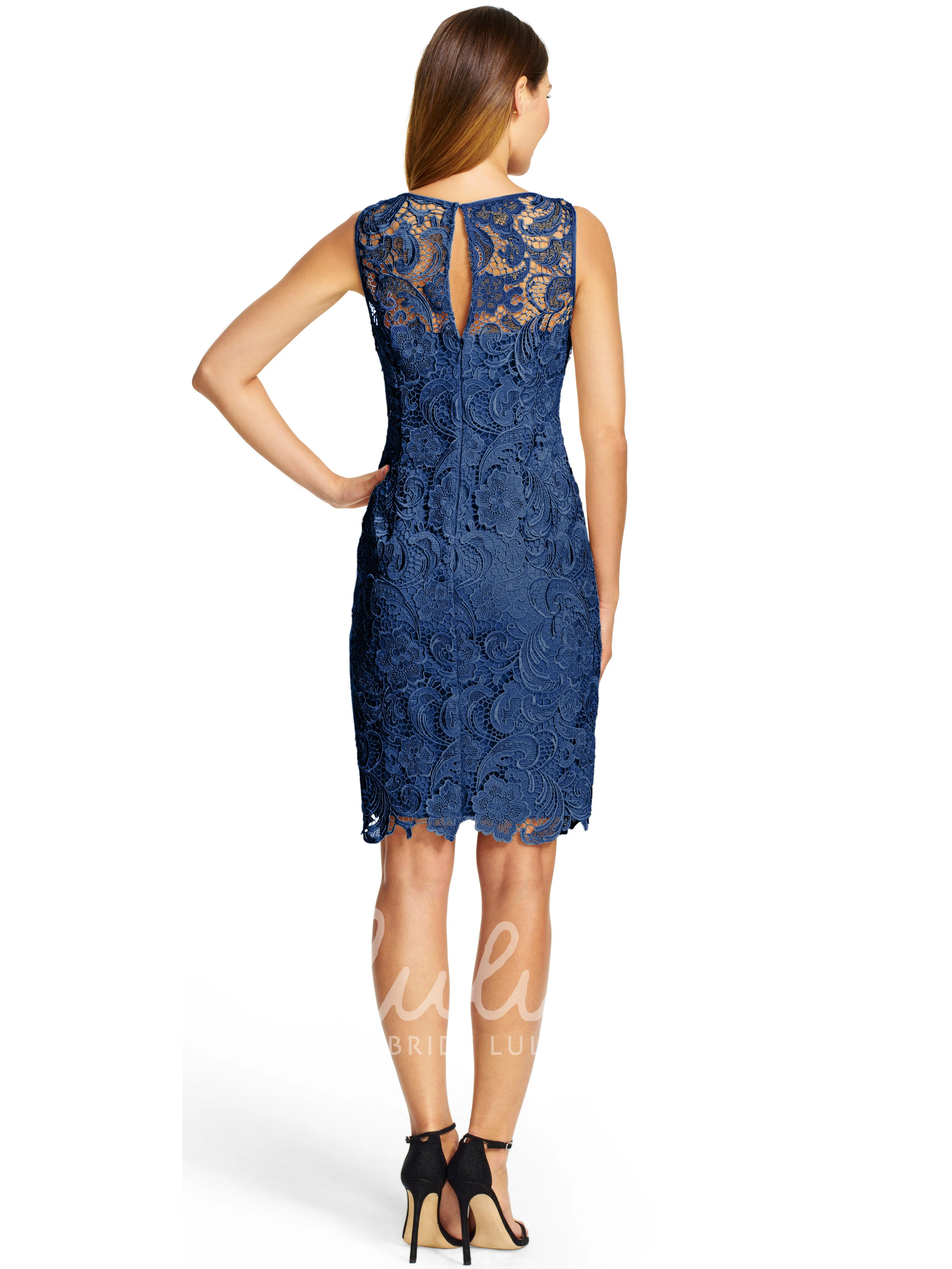 Keyhole Sheath Lace Bridesmaid Dress with Bateau Neck Classy Bridesmaid Dress