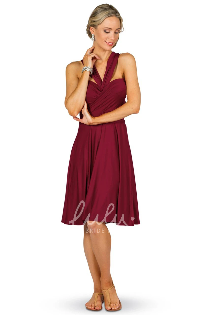Knee-Length Sleeveless Chiffon Bridesmaid Dress with Criss-Cross Straps Unique Bridesmaid Dress