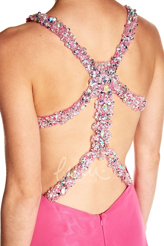 Ruched A-Line Chiffon Prom Dress with Beading Empire Waist Floor-Length Dress