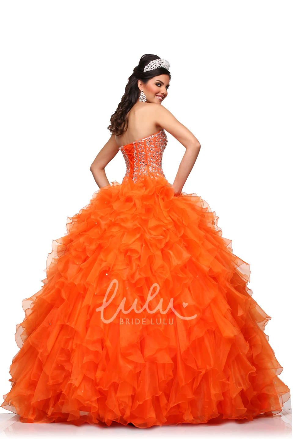 Crystal Bodice Chiffon A-Line Formal Dress with Cascading Ruffles