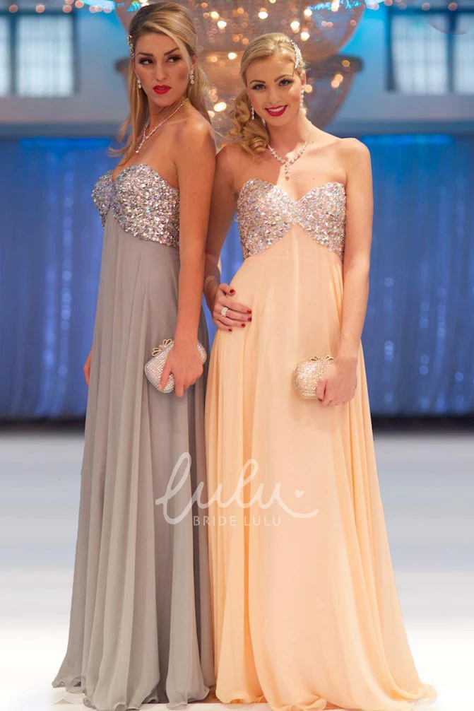 Empire Sweetheart Chiffon Prom Dress with Beaded Bodice