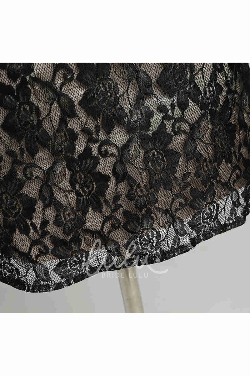 Sexy Lace Sheath Knee-length Dress with V-neck and Long Sleeves Unique Formal Dress